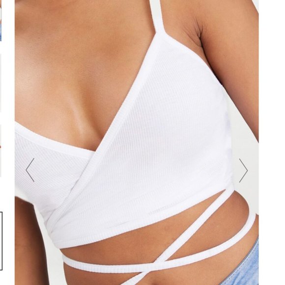 NWT Ribbed Wrap Waist Detailed Crop Top - Picture 4 of 4